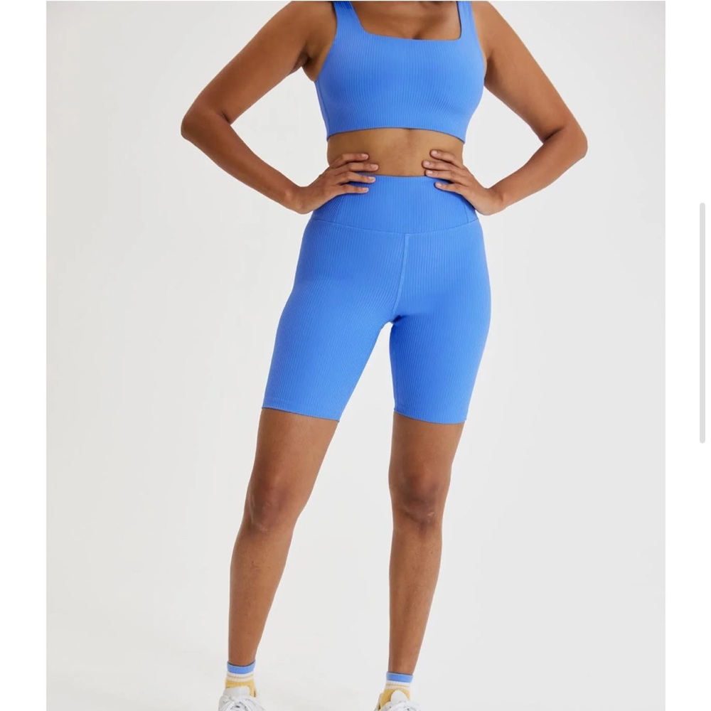 Girlfriend Daydream Ribbed Paloma Bra and Bike Short Set